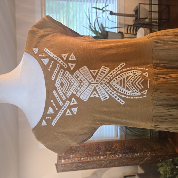 Free People Cotton Keyhole Embroidered Boho Cottagecore Maxi Dress Small - Picture 2 of 9